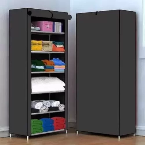 S . K Store Carbon Steel Collapsible Wardrobe  (Finish Color – Black, DIY(Do-It-Yourself))