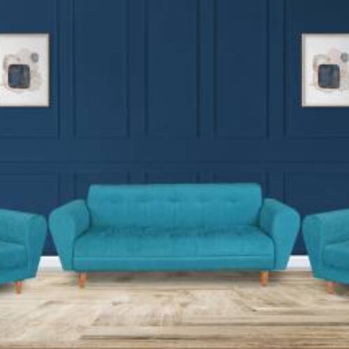 Seventh Heaven Milan 5 Seater Sofa Set, Chenille Molfino Fabric with 3 Year Warranty Fabric 3 + 1 + 1 Sofa Set  (Sky Blue, DIY(Do-It-Yourself))