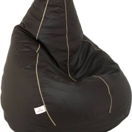 STAR XXXL Brown with Cream Piping Teardrop Bean Bag With Bean Filling  (Brown)